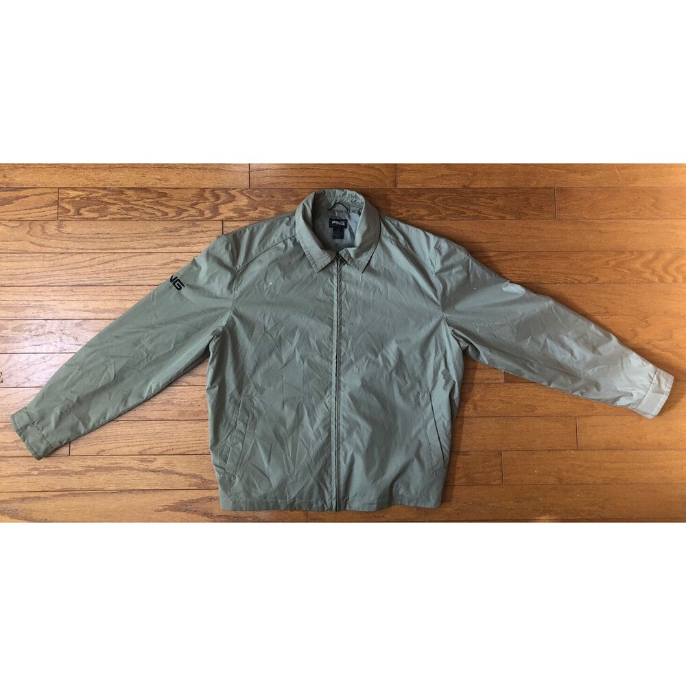 Ping Collection Golf Mens Large Jacket Windbreaker Khaki Tan Full Zip